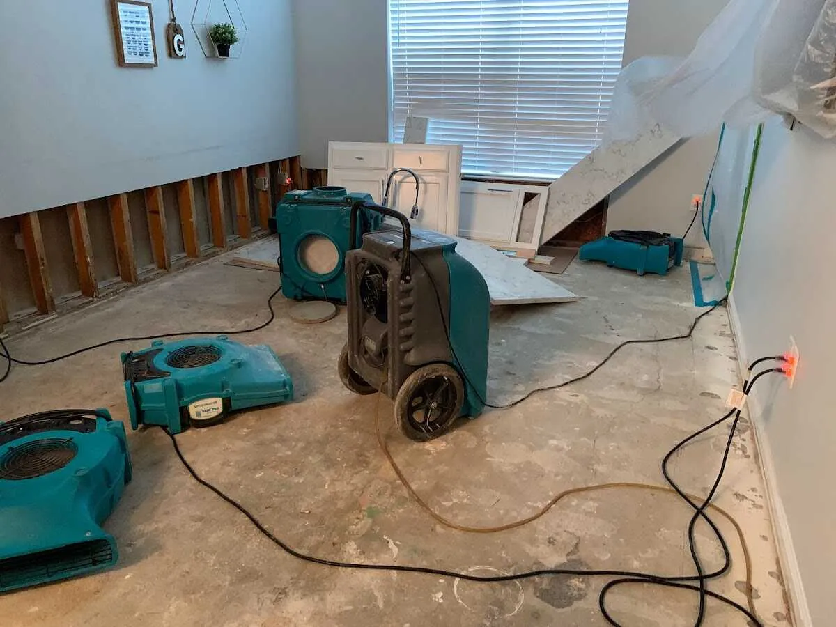 Dehumidifier in flood-cut room for Water Damage Restoration in Cottonwood